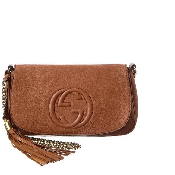 Gucci Handbags - Gucci Brown Lambskin Leather Chain Soho Tote (Authentic Pre-Owned)